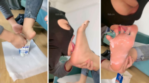 【肉肉】近距离白袜裸足恋足调-脚喂酸奶-97LZTD-96555