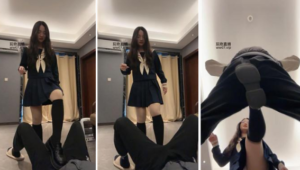 【狗哥】日系女神-转胯狗爬踢裆皮鞋及膝袜踩-97LZTD-218518
